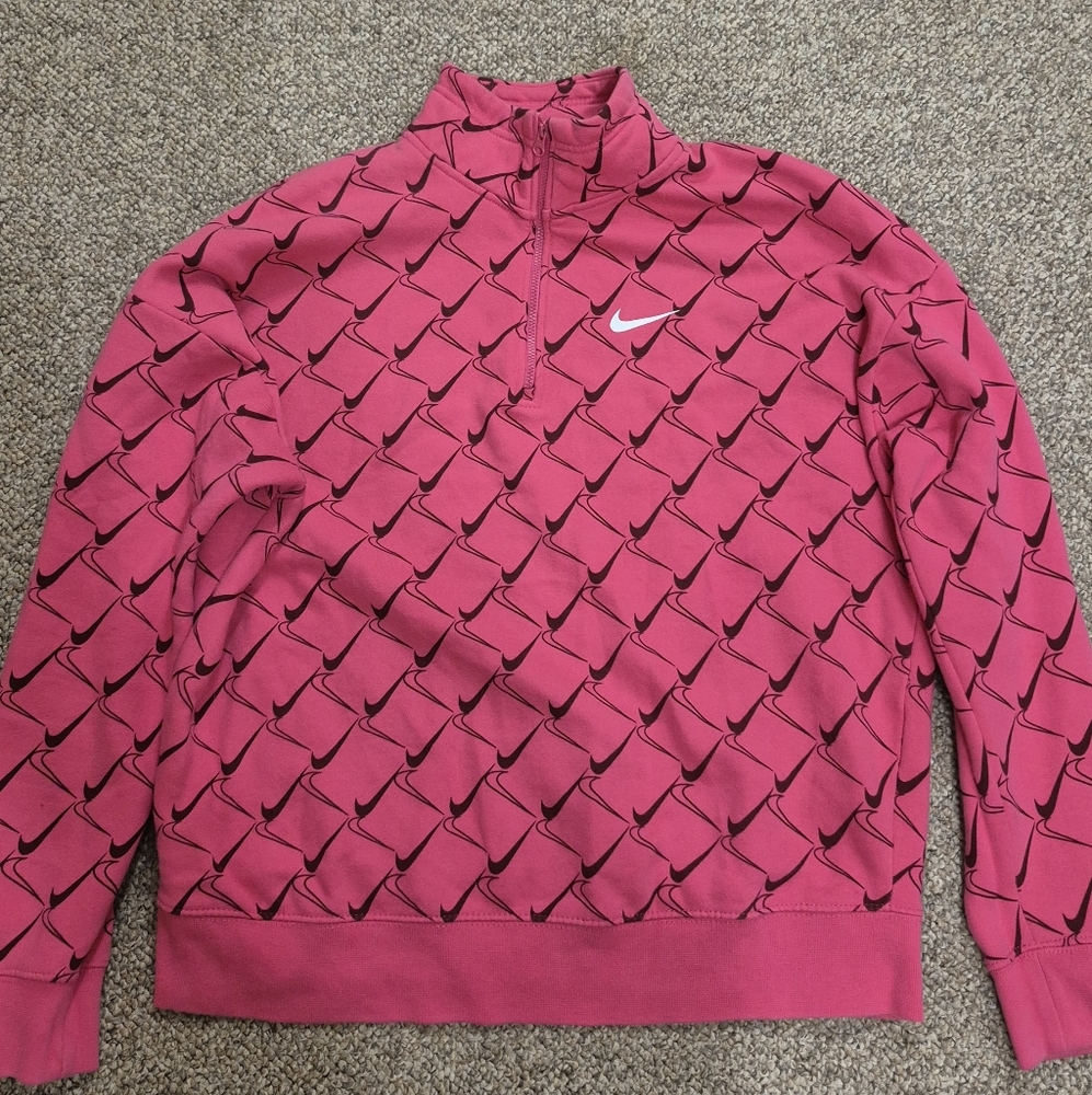 Nike Women's Watermelon Pink All Over Swoosh Nike Pattern Size Small EUC